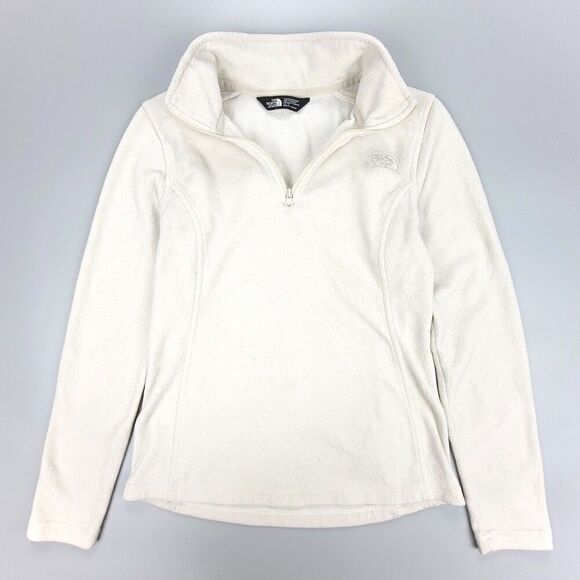 THE NORTH FACE 1/4 Zip Long Sleeve Fleece Sweater Jacket Gorpcore XS Ivory Cream - Picture 1 of 10